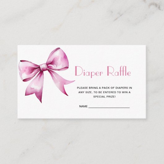Rosa Bow Band Babydusche Windeln Raffel Begleitkarte (Vorderseite)