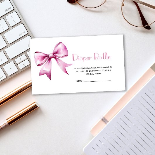 Rosa Bow Band Babydusche Windeln Raffel Begleitkarte