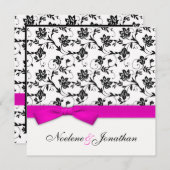 Rosa-Bow-Blume Einladung zur Hochzeit (Vorne/Hinten)