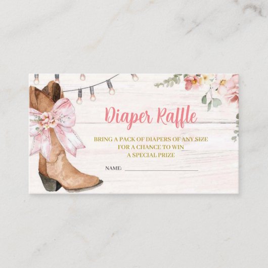 Rosa Bow Boost Diaper-Raffelkarte Begleitkarte (Vorderseite)