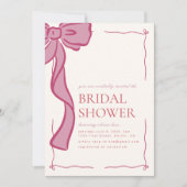 Rosa Bow Bridal Dusche Einladung (Vorderseite)