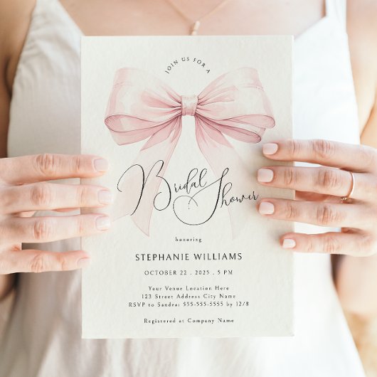 Rosa Bow Bridal Dusche Einladung