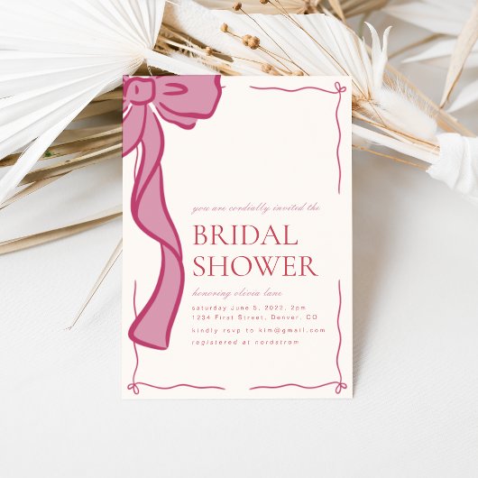 Rosa Bow Bridal Dusche Einladung