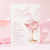 Rosa Bow Brunch und Bubbly Brautparty Einladung