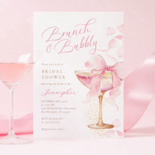 Rosa Bow Brunch und Bubbly Brautparty Einladung