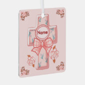 Rosa Bow Christliche Kreuzverzierung Ornament Aus Metall (Vorderseite Rechts)