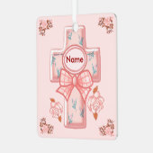 Rosa Bow Christliche Kreuzverzierung Ornament Aus Metall (Vorderseite links)
