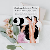 Rosa Bow & Cocktails Coquette Modern 30. Geburtsta Einladung