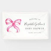 Rosa Bow Coquette Babydusche Elegant Minimal Banner (Horizontal)