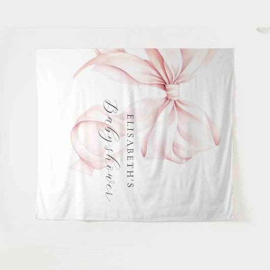 Rosa Bow Coquette Babydusche Hintergrund Wandteppich (Vorderseite (Horizontal))