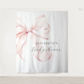 Rosa Bow Coquette Babydusche Hintergrund Wandteppich (Vorderseite)