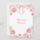 Rosa Bow Coquette Blumenstrauß Quinceanera Einladung (Rückseite)