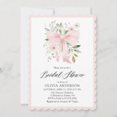 Rosa Bow Coquette Blütenblätter Brautparty Einladung (Vorderseite)