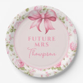 Rosa Bow Coquette Brautparty | Frau Future Pappteller (Vorderseite)