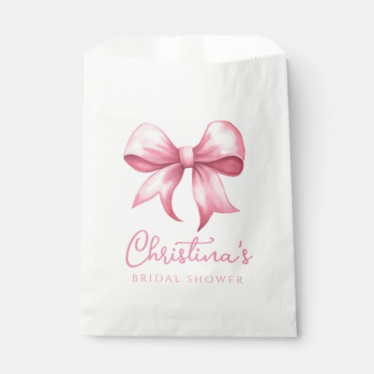 Rosa Bow Coquette Brautparty Geschenktütchen (Vorderseite)