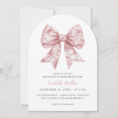 Rosa Bow Coquette Girl Duschkabine Arch Einladung (Vorderseite)