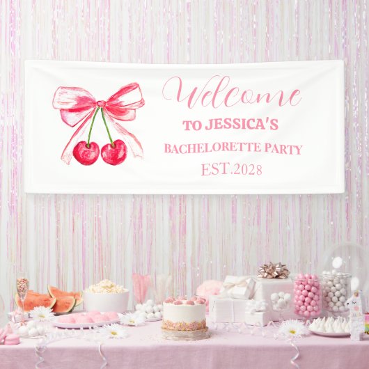 Rosa Bow Coquette Junggeselinnen-Abschied Banner (Party)