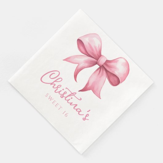 Rosa Bow Coquette Sweet 16 Serviette (Ecke)