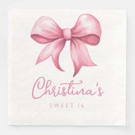Rosa Bow Coquette Sweet 16 Serviette