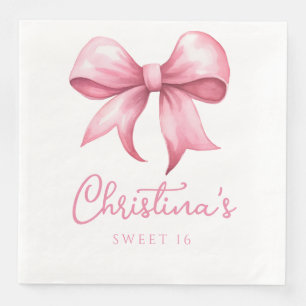 Rosa Bow Coquette Sweet 16 Serviette