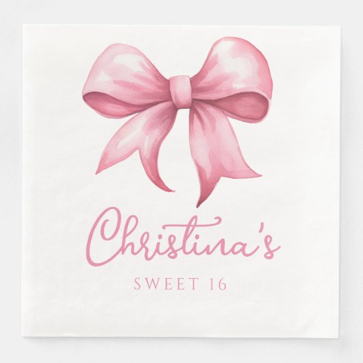 Rosa Bow Coquette Sweet 16 Serviette (Vorderseite)