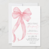 Rosa Bow Corquette verbindet das Brautparty des Kn Einladung (Vorderseite)