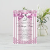 Rosa Bow Cross Erste Kommune Einladung (Stehend Vorderseite)