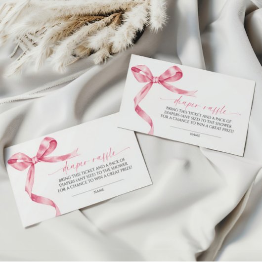 Rosa Bow Diaper Raffle Begleitkarte