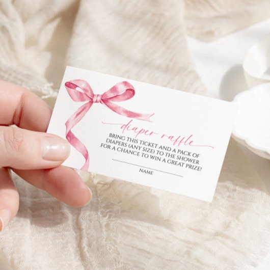 Rosa Bow Diaper Raffle Begleitkarte