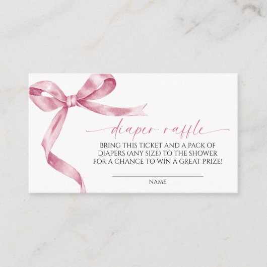 Rosa Bow Diaper Raffle Begleitkarte (Vorderseite)