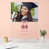 Rosa Bow Disco Ball Graduation Party Acrylschild (Hochzeit)