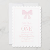 Rosa Bow Einladung Grandmillennial Preppy (Vorderseite)