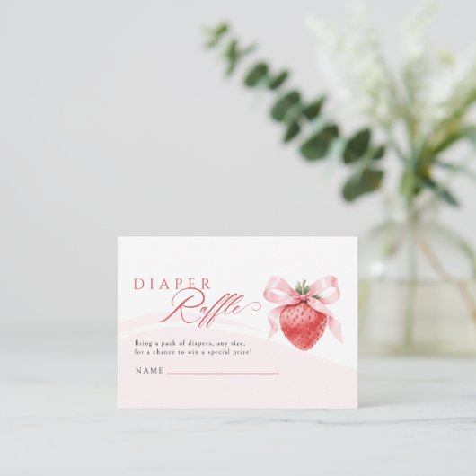 Rosa Bow Erdbeere Babydusche Windelwindeln Begleitkarte (Stehend Vorderseite)