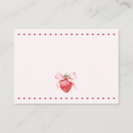 Rosa Bow Erdbeere Babydusche Windelwindeln Begleitkarte (Rückseite)