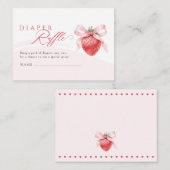 Rosa Bow Erdbeere Babydusche Windelwindeln Begleitkarte (Vorne/Hinten)