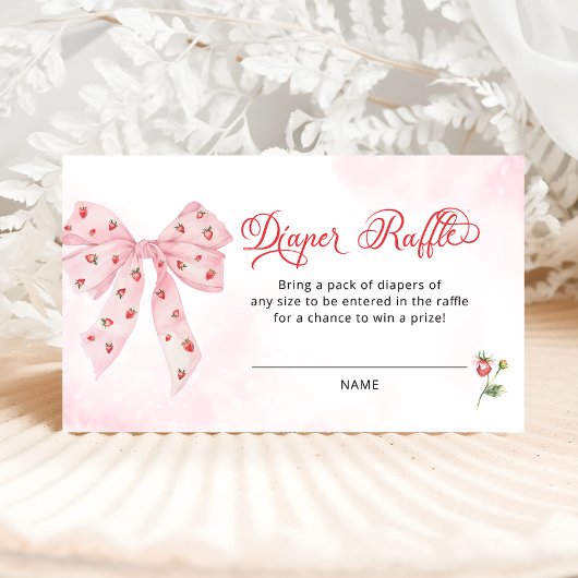 Rosa Bow Erdbeere Berry Sweet Diaper Raffles Begleitkarte
