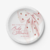 Rosa Bow Erdbeeren Babydusche Pappteller (Vorderseite)