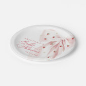 Rosa Bow Erdbeeren Babydusche Pappteller (Schrägansicht)