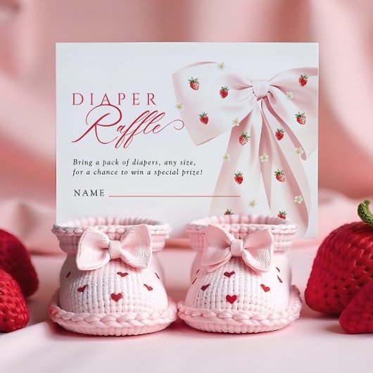 Rosa Bow Erdbeeren Babydusche Windelwindeln Begleitkarte