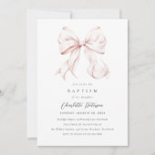 Rosa-Bow-Girl-Taufe Einladung (Vorderseite)