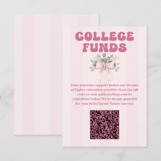 Rosa Bow Grad Celebration Uni Funds Begleitkarte (Vorne/Hinten)