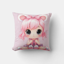 Rosa Bow, Lila Kleid, Big Eyes Cartoon