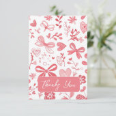 Rosa Bow mit Blütenfarbe Dankeskarte (Stehend Vorderseite)