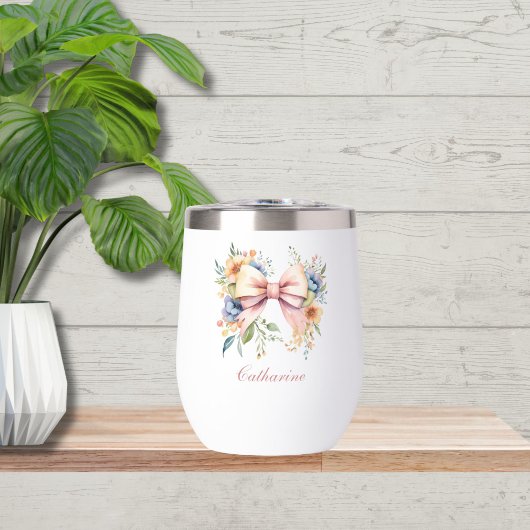 Rosa Bow Monogram Coquette Wasserfarbe Blume