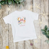 Rosa Bow Monogram Coquette Wasserfarbe Blume Baby T-shirt