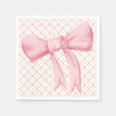 Rosa Bow Monogram Hearts Napkin Serviette (Vorderseite)