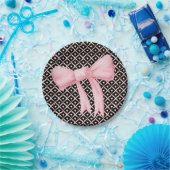 Rosa Bow Monogram Herz Pappteller (Party)