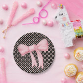 Rosa Bow Monogram Herz Pappteller (Party)