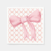 Rosa Bow Monogram Napkin Serviette (Vorderseite)