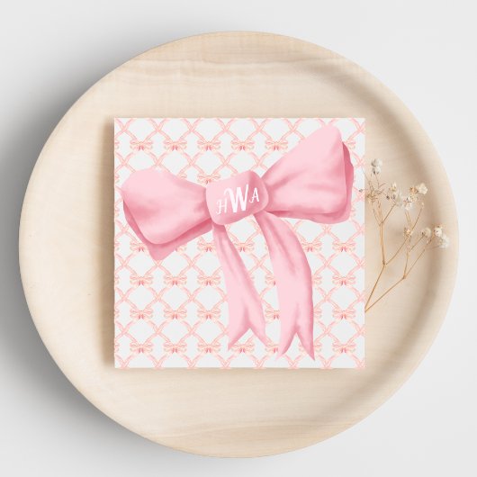 Rosa Bow Monogram Napkin Serviette